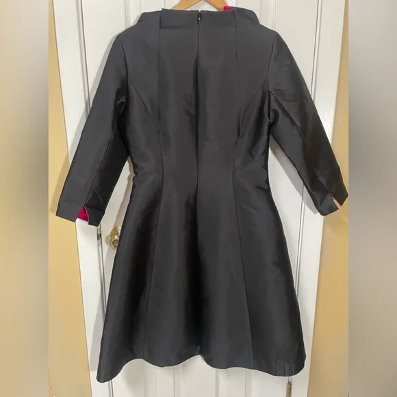 Rickie Freeman Teri Jon Dress Size 8 Black Pink Silk Wool Party Wedding Cocktail - Picture 6 of 9